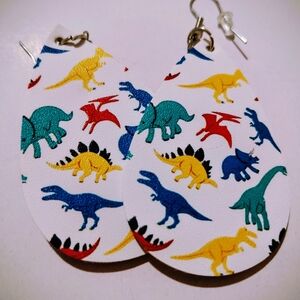 Dinosaur Print Kids Or Women's Earrings